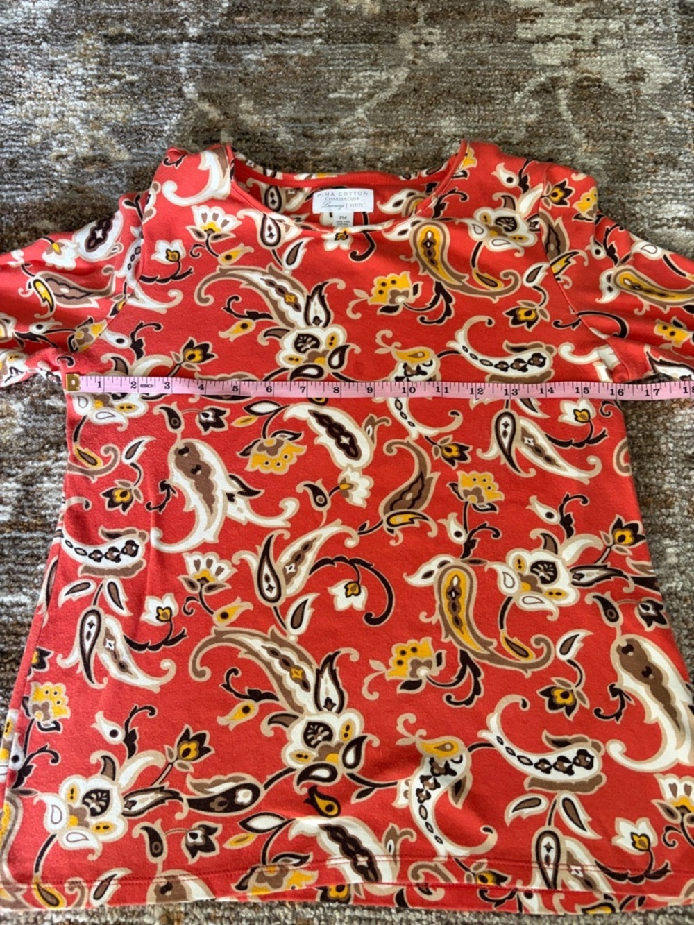 Charter Club Paisley Crewneck Long Sleeve Top Super Soft - Picture 5 of 6